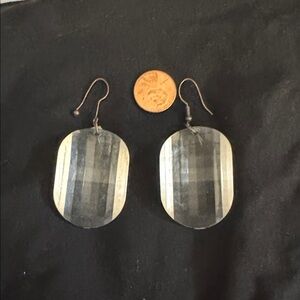 Black and Gray Oval Earrings